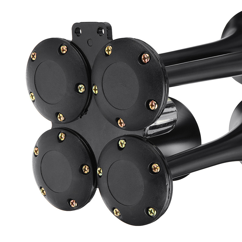 12V-24V-150db-4-Trumpet-Air-Horn-Kit-Super-Loud-for-Car-Truck-Motocycle-Train-Boat-SUV-Black-1667415