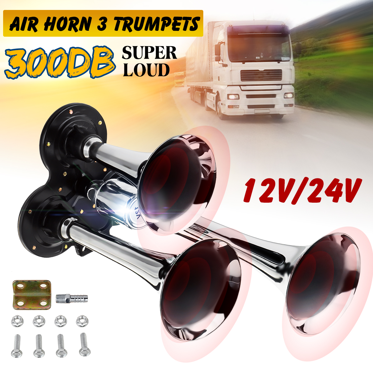 12V-300-PSI-Air-Compressor-3-Trumpet-Train-Air-Horn-Kit-For-Car-Truck-Train-Boat-Motorcycle-1665704