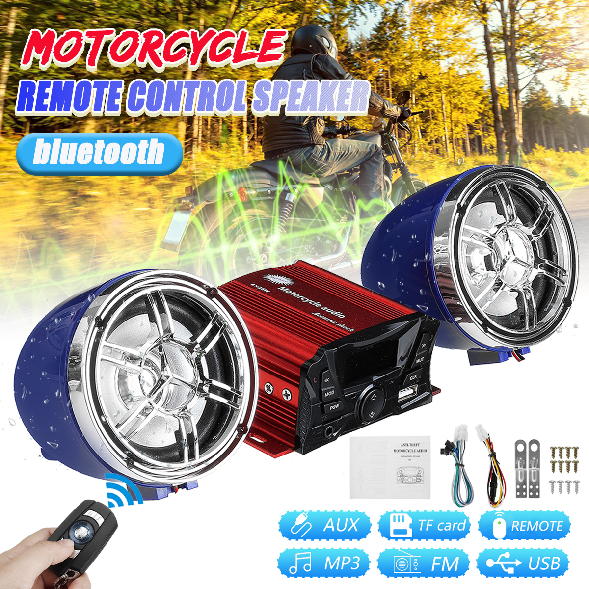 12V-Motorcycle-bluetooth-Audio-Speaker-Sound-System-USB-MP3-FM-Radio-Waterproof-1573731