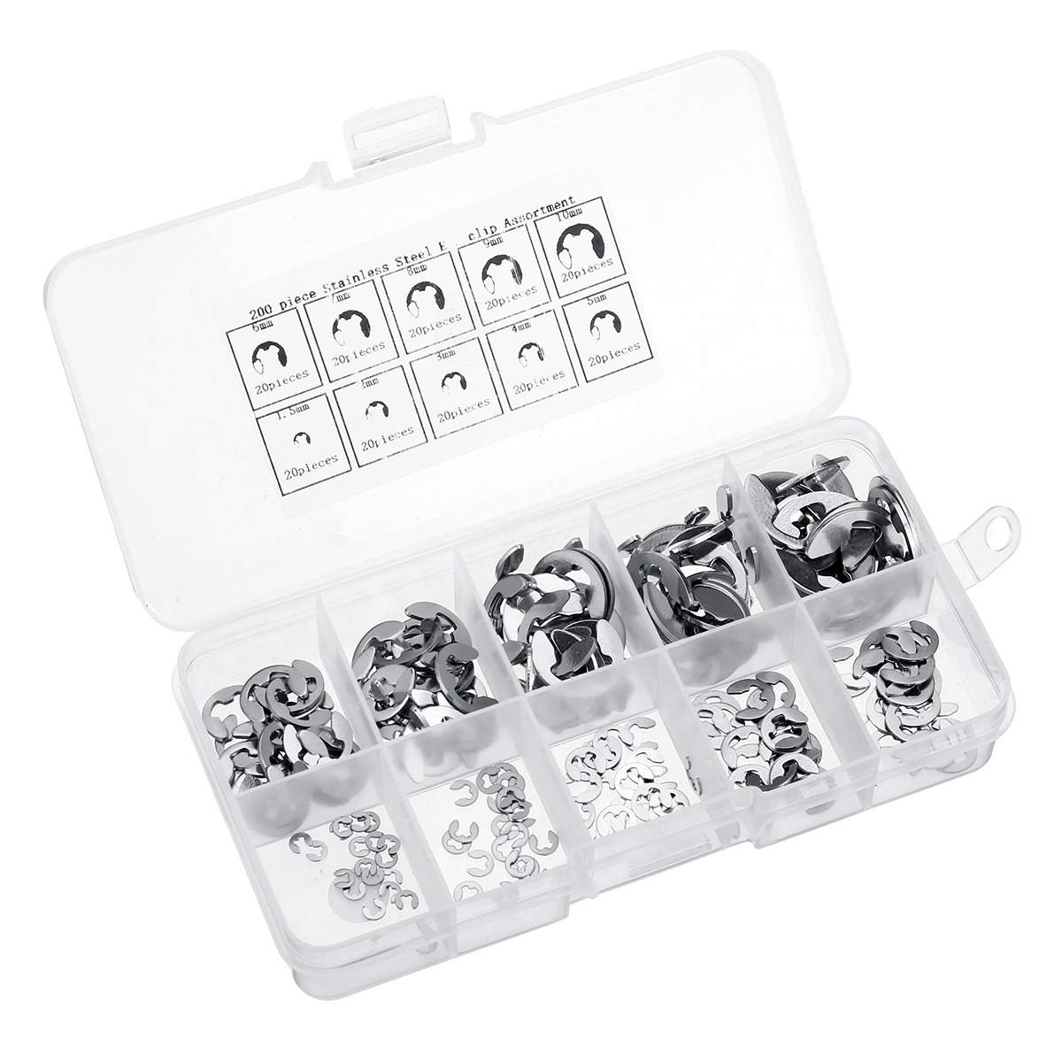 200Pc-E-Clip-Retaining-Snap-Ring-E-type-Circlip-Assortment-Kit-15-10mm-Stainless-Steel-1574227