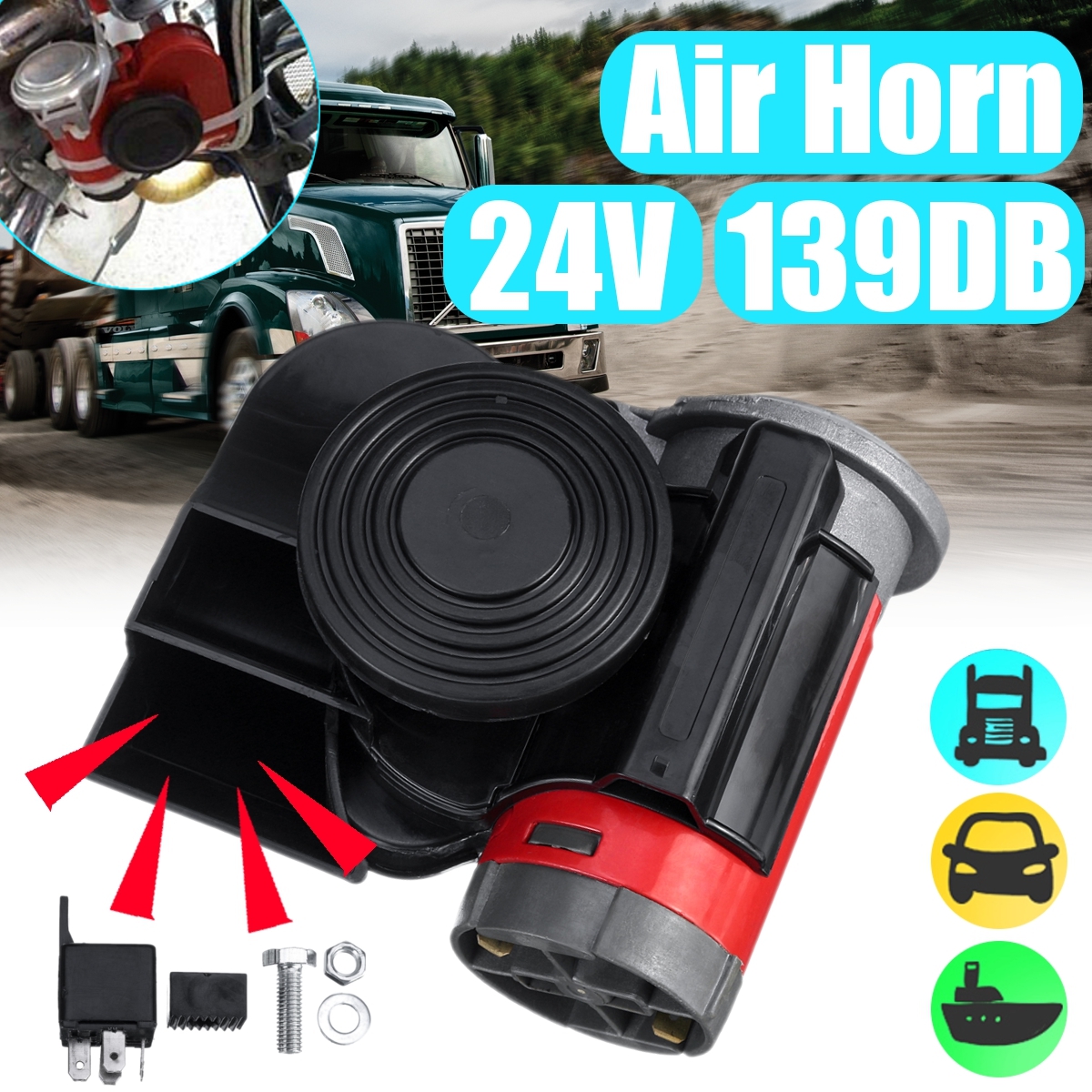 24V-139dB-Dual-Tone-Electric-Air-Horn-Trumpet-Pump-Compressor-Super-Loud-For-Car-Truck-Motorcycle-1609896