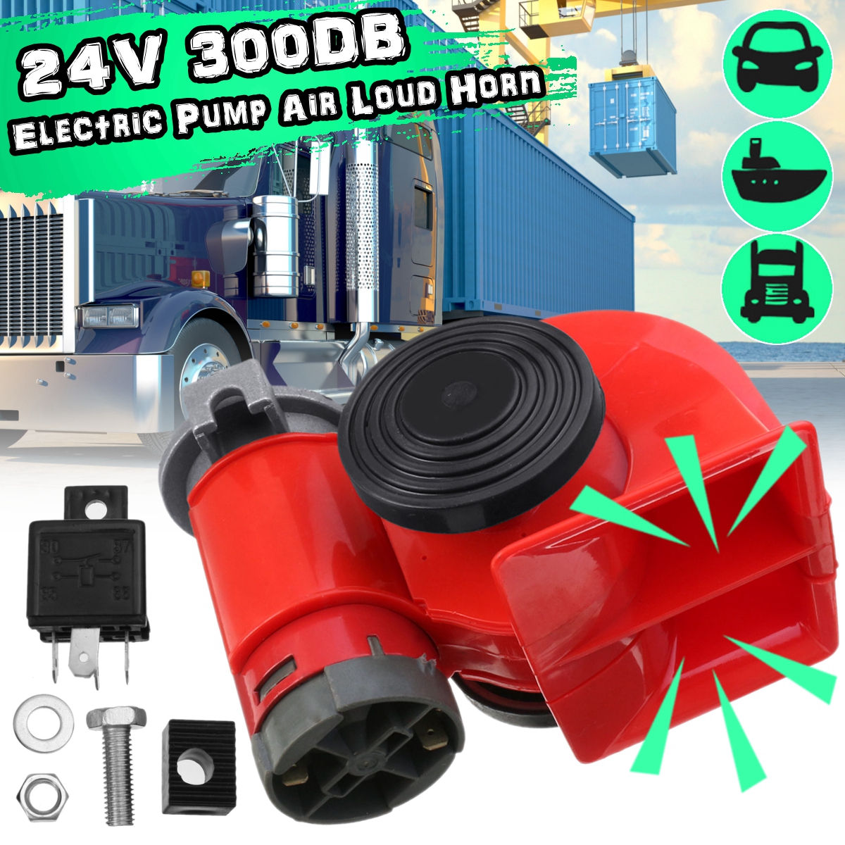 24V-300dB-Red-Dual-Tone-Electric-Pump-Air-Loud-Horn-Snail-Compact-For-Car-Truck-Motorcycle-1590174