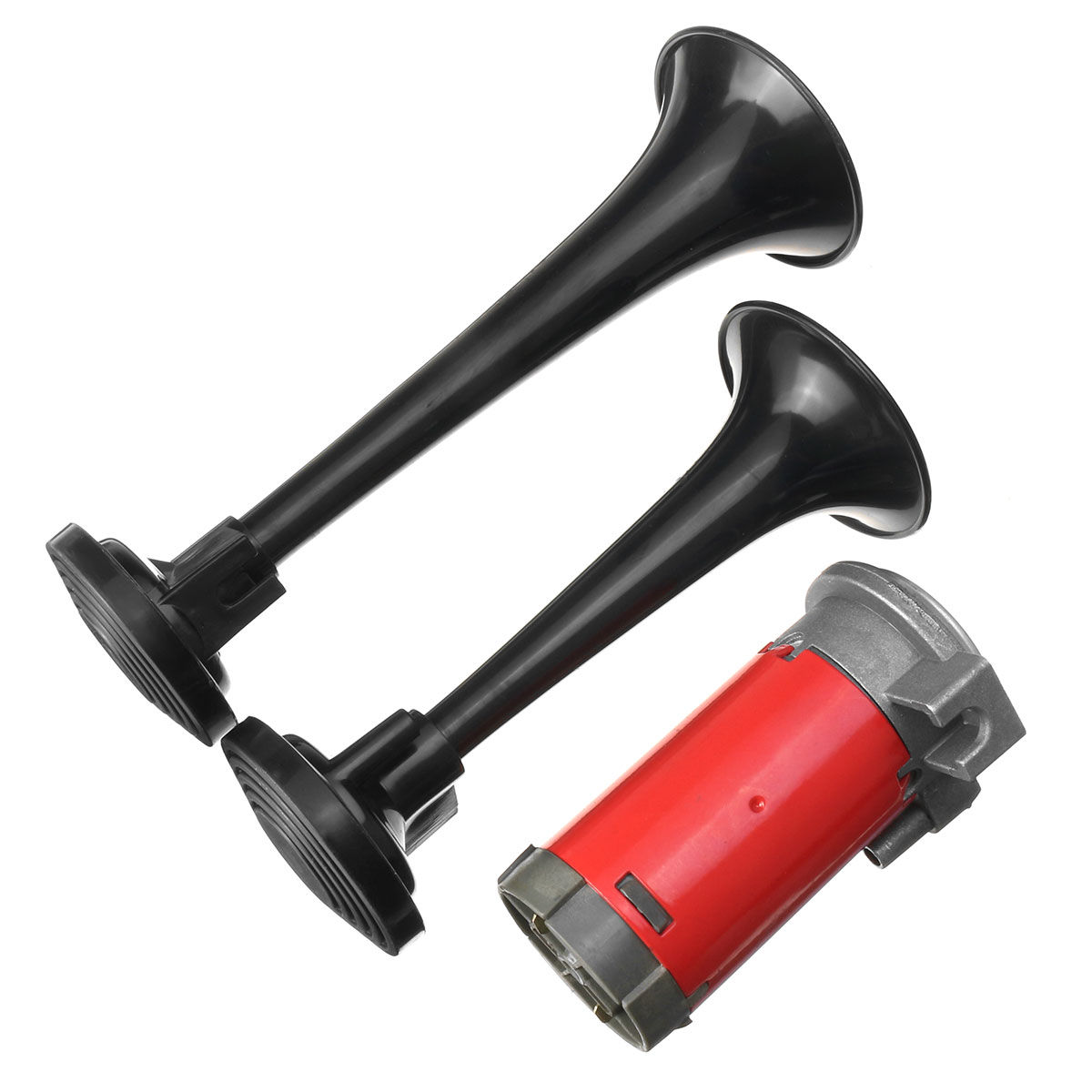 24V-Air-Horn-Train-Kit-Dual-Trumpet-Ultra-Loud-For-Car-Truck-Motorcycle-Black-1582998