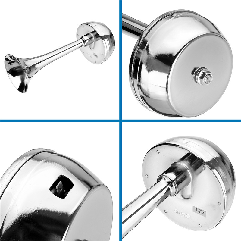 2Pcs-12V-126db-130hz-Single-Chrome-Metal-Electric-Horn-Short-Tube-1485584