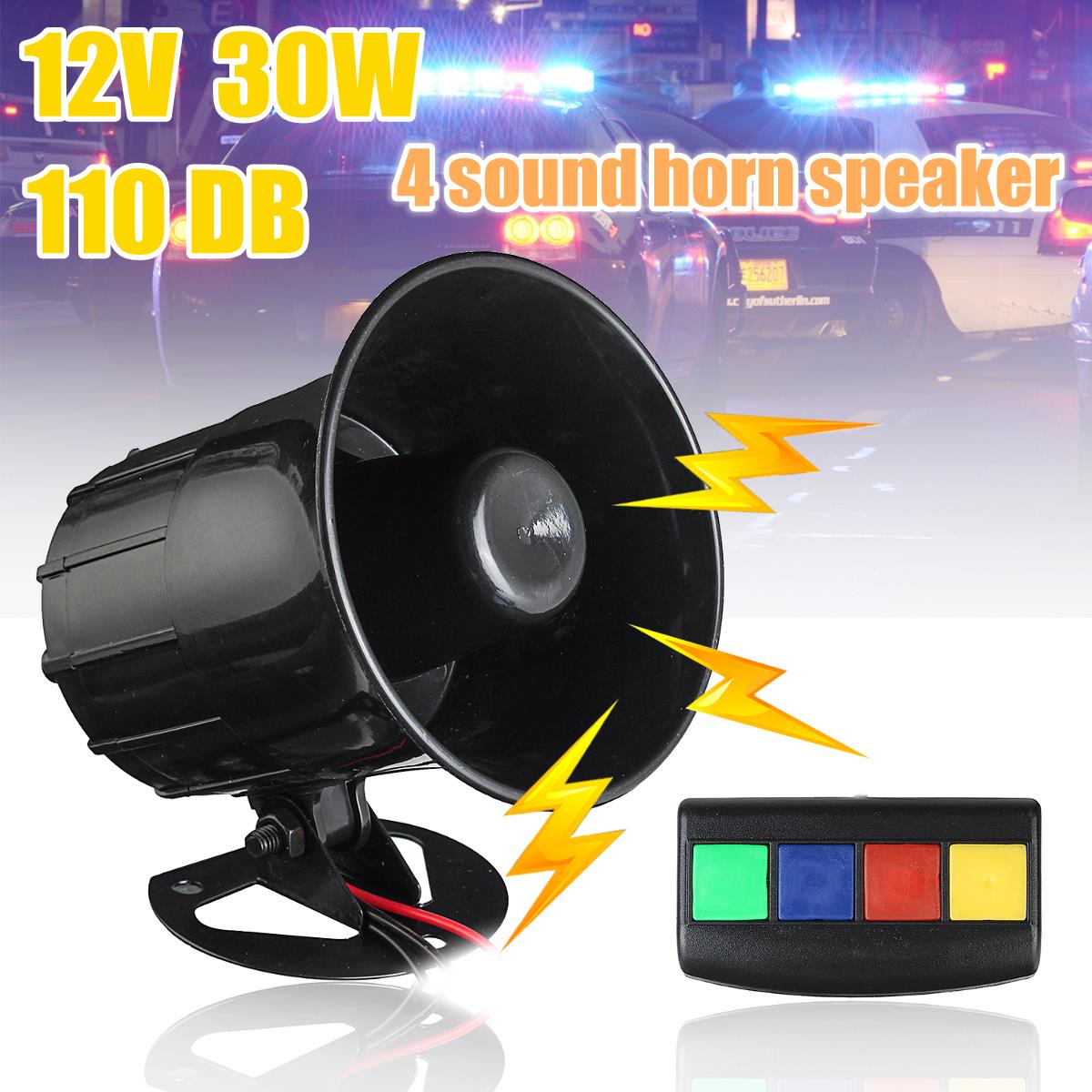 4-Sound-Loud-110dB-30W-12V-Alarm-Fire-Horn-Siren-Speaker-For-Car-Motorcycle-RV-1286882