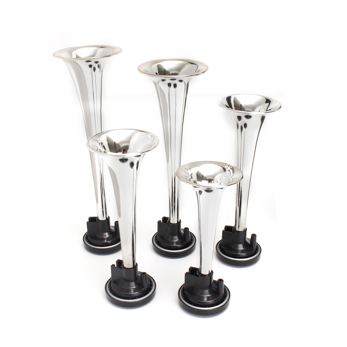 5pcs-178DB-12V-Compressor-Air-Horn-Kit-Silver-Trumpets-Chrome-Dukes-Car-Truck-1352283