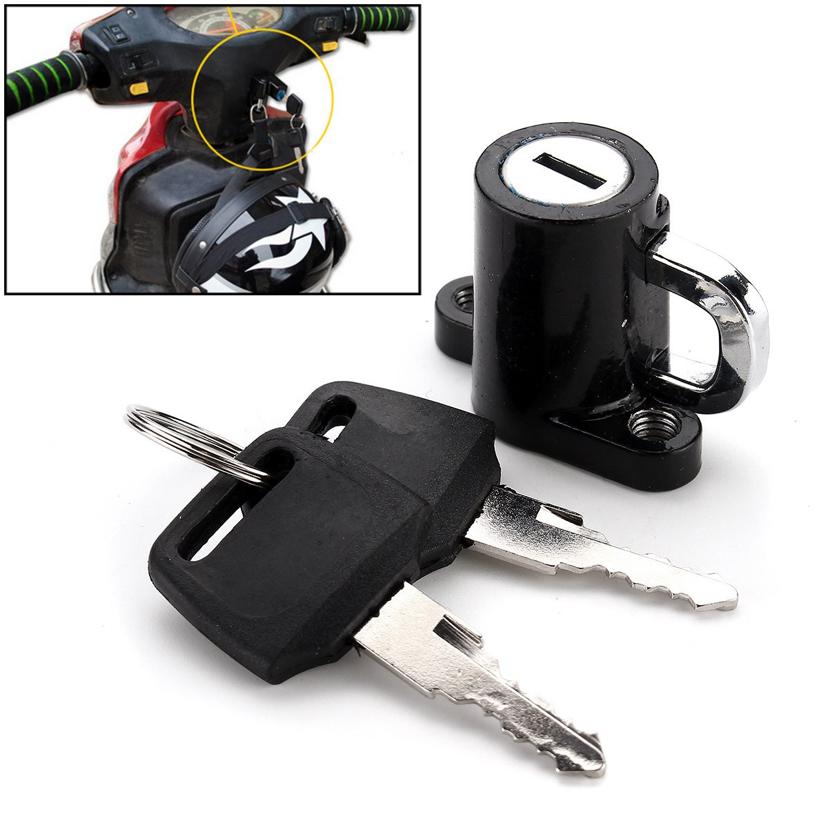 Motorcycle-Helmet-Lock-Motor-Bike-Hanger-Hook-With-2-Black-Keys-1106154