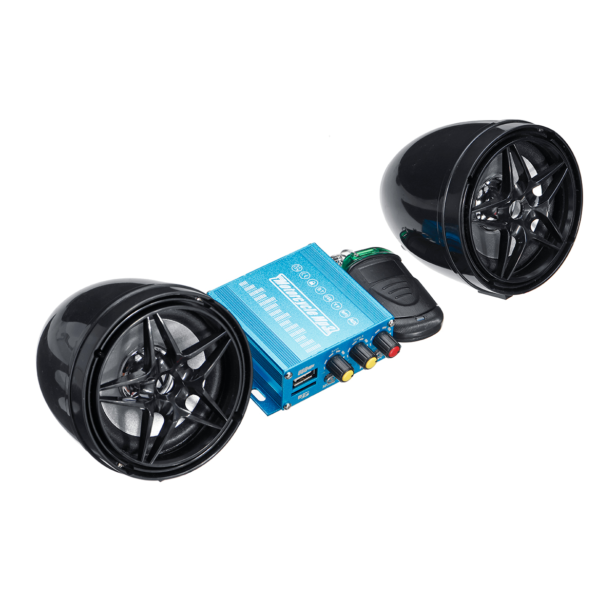 Motorcycle-Sound-System-Handlebar-Mount-2-Speakers-FM-Radio-Audio-MP3-Stereo-1530290