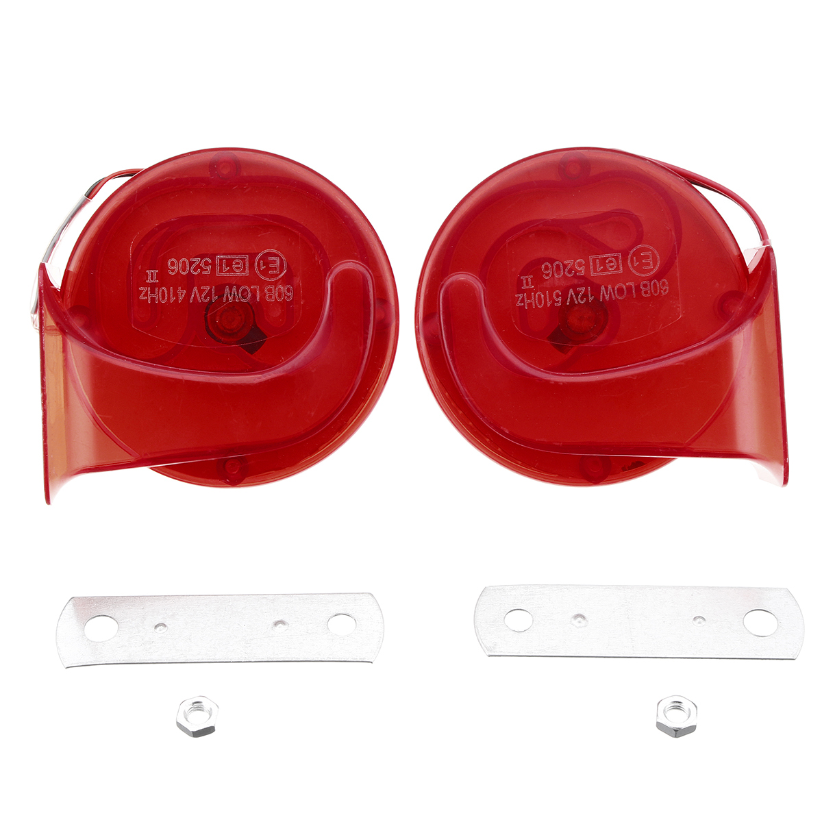 Pair-12V-110dB-Air-Snail-Horn-Universal-Red-Super-Loud-For-Car-Van-Motorcycle-1311775