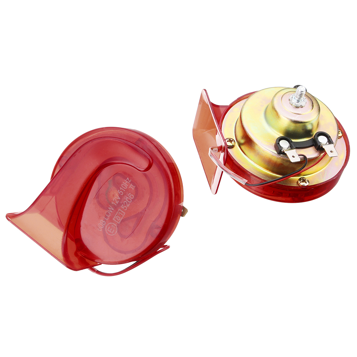Pair-12V-110dB-Air-Snail-Horn-Universal-Red-Super-Loud-For-Car-Van-Motorcycle-1311775