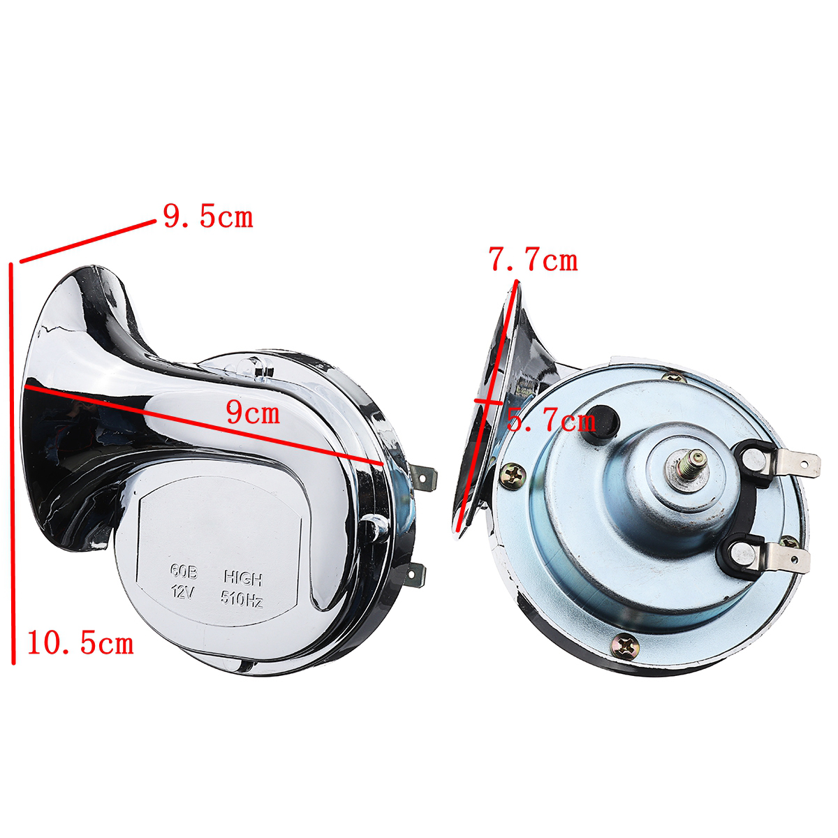 Pair-12V-110dB-Chrome-Dual-Tone-Air-Snail-Horn-For-Car-Van-Motorcycle-Universal-1302522
