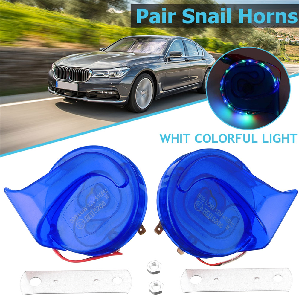 Pair-12V-110dB-Universal-Blue-Super-Loud-Air-Snail-Horn-For-Car-Van-Motorcycle-1317794