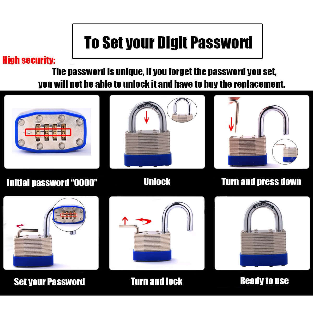 Password-Padlock-4-Digit-Laminated-Steel-Body-Motorcycle-Bike-Chain-Security-Lock-Waterproof-Outdoor-1532799
