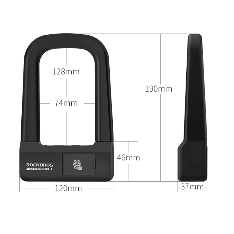 ROCKBROS-Fingerprint-Anti-theft-U-Lock-Folding-Motorcycle-Bike-Lock-Cycling-Mountain-MTB-Road-1411316