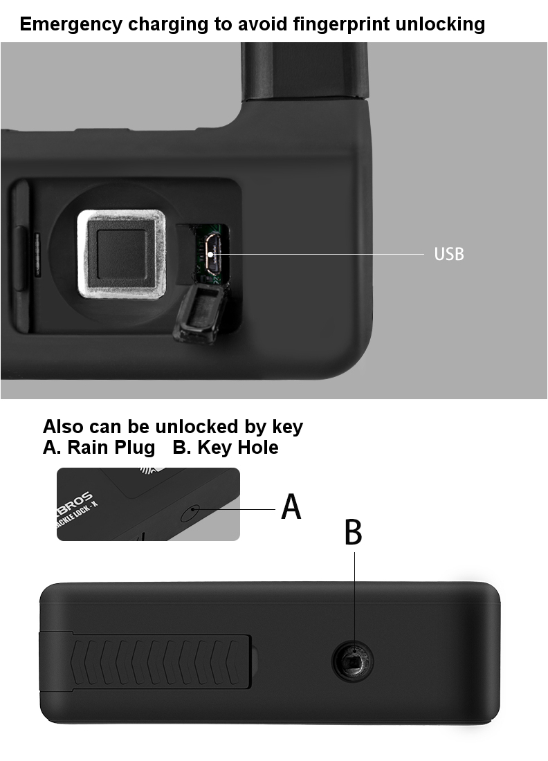 ROCKBROS-Fingerprint-Anti-theft-U-Lock-Folding-Motorcycle-Bike-Lock-Cycling-Mountain-MTB-Road-1411316