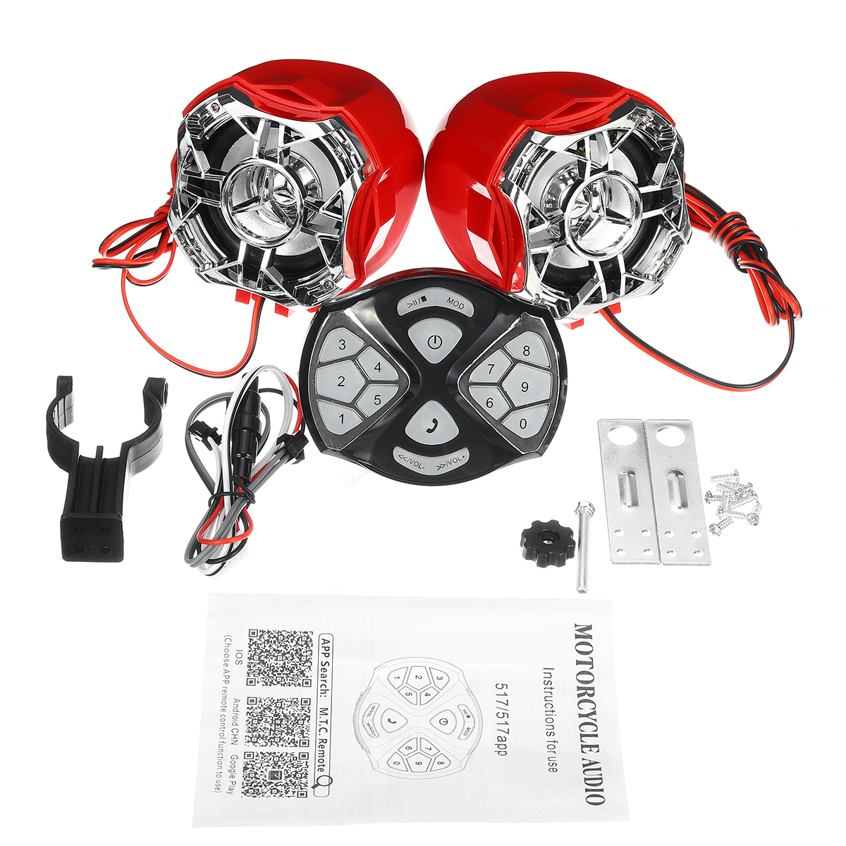 12V-Motorcycle-Handlebar-Audio-Stereo-Speaker-System-MP3-Player-USBSD-bluetooth-1753297