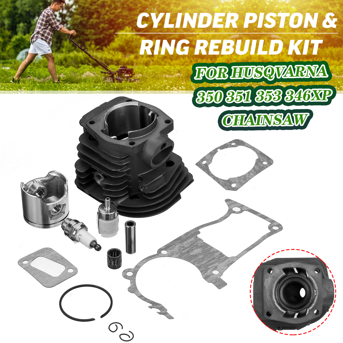 44mm-Air-Cylinder-Piston-Gasket-For-Husqvarna-350-351-353-346XP-Chainsaw-1610511
