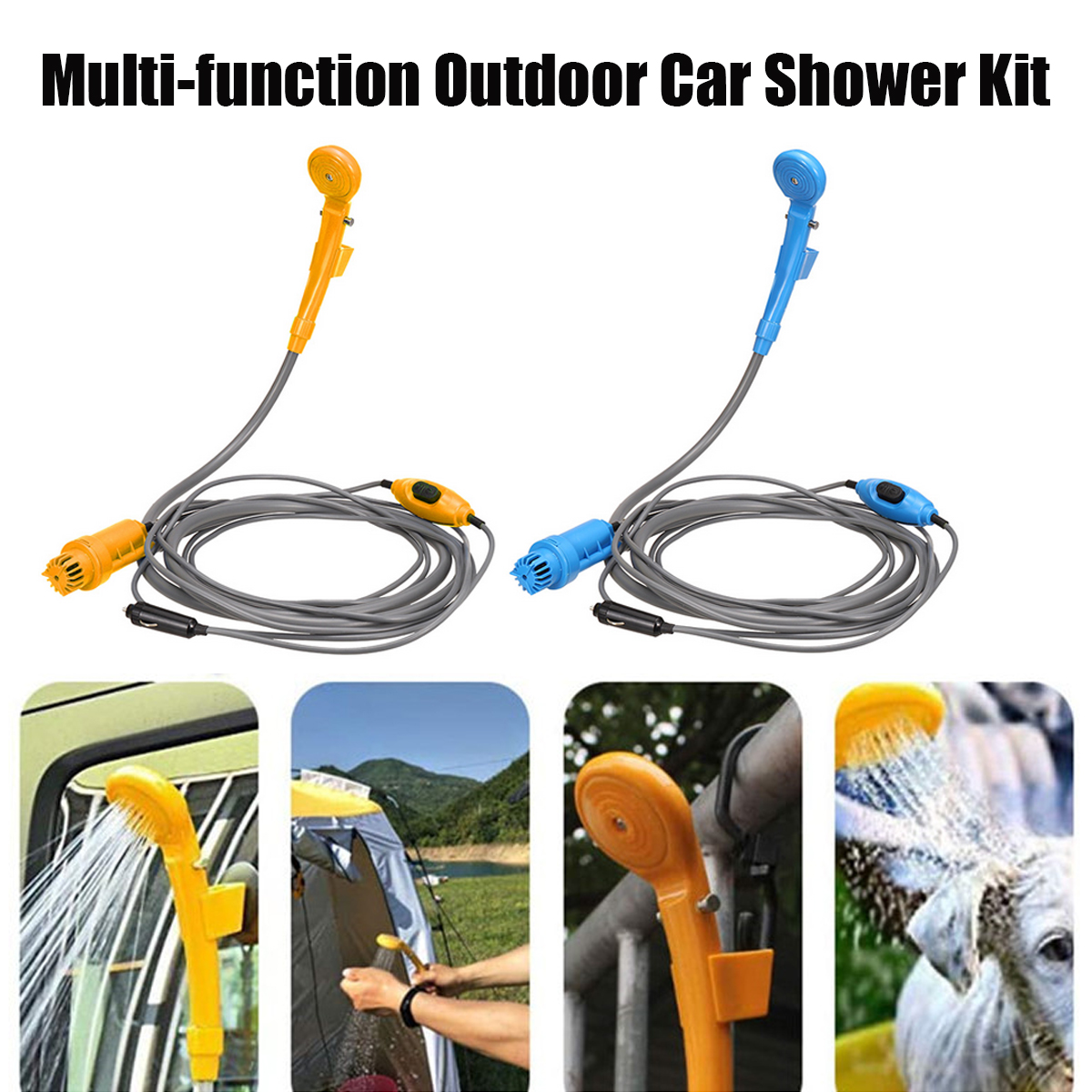 12V-Car-Camping-Shower-Spray-Pump-Kit-Portable-Outdoor-Travel-Hiking-Clean-Fast-1722977