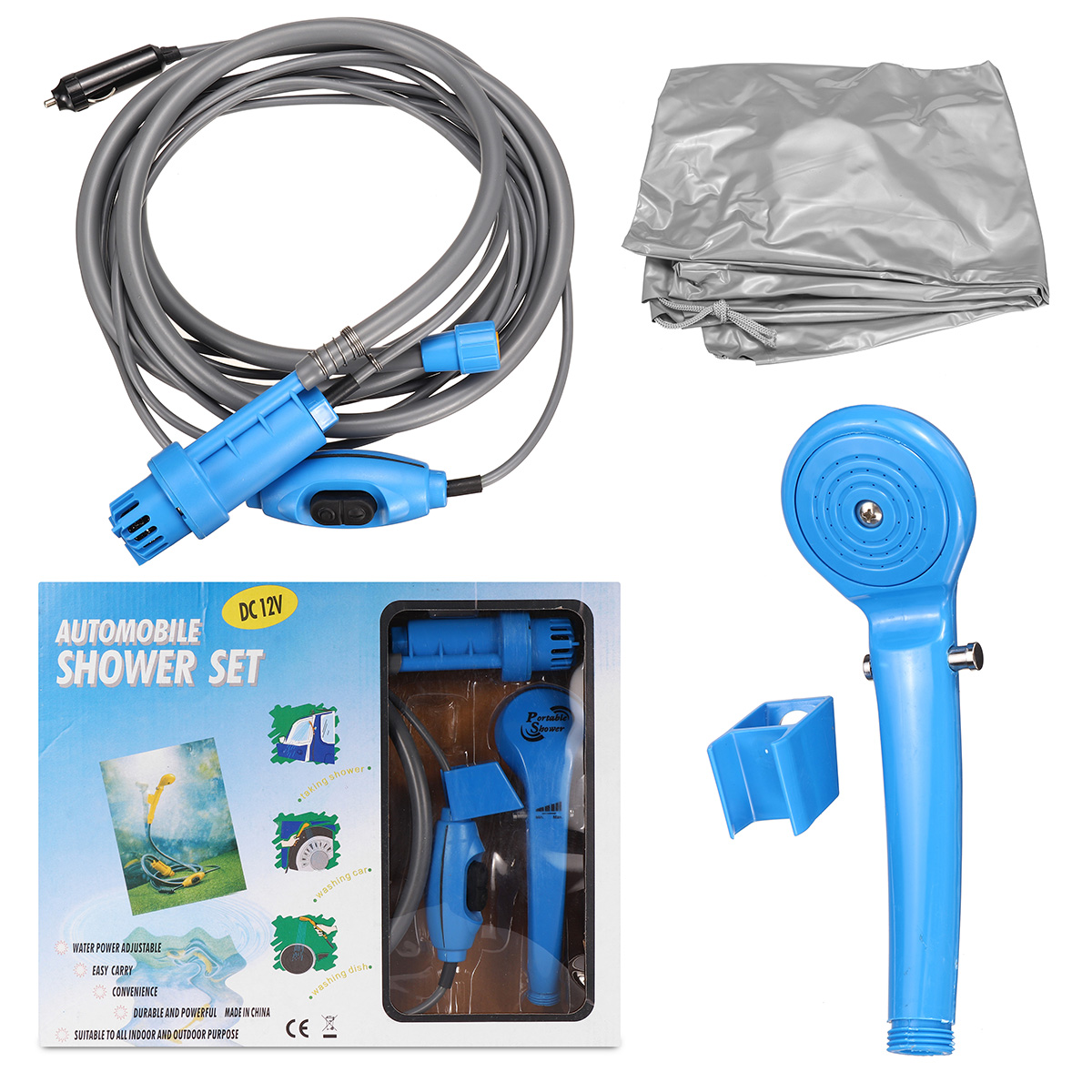 12V-Car-Camping-Shower-Spray-Pump-Kit-Portable-Outdoor-Travel-Hiking-Clean-Fast-1722977