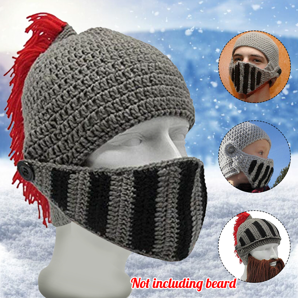 Mens-Winter-Crochet-Knit-Beanie-Hats-Roman-Knight-Helmet-Face-Mask-Ski-Cap-Party-1765709