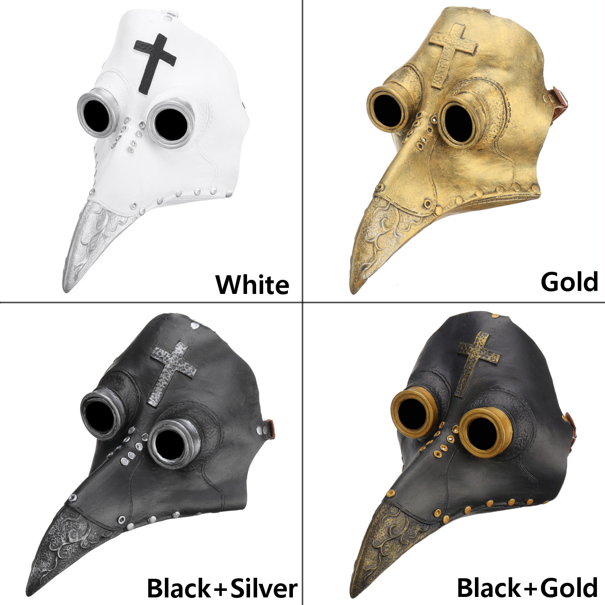 Plague-Doctor-Mask-Halloween-Costume-Bird-Long-Nose-Beak-PU-Leather-Steampunk-1826695
