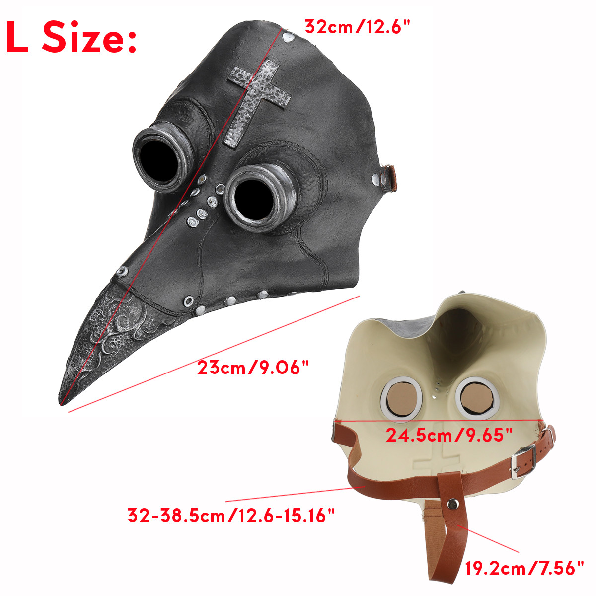 Plague-Doctor-Mask-Halloween-Costume-Bird-Long-Nose-Beak-PU-Leather-Steampunk-1826695