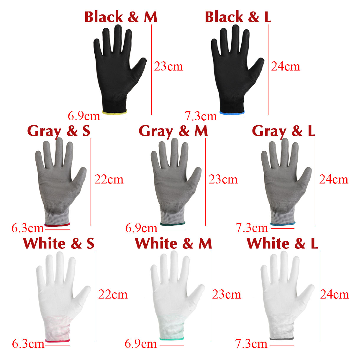 12-Pairs-Nylon-PU-Palm-Coated-Protectors-Works-Gloves-Motorcycle-Anti-Static-Replace-SML-1826293