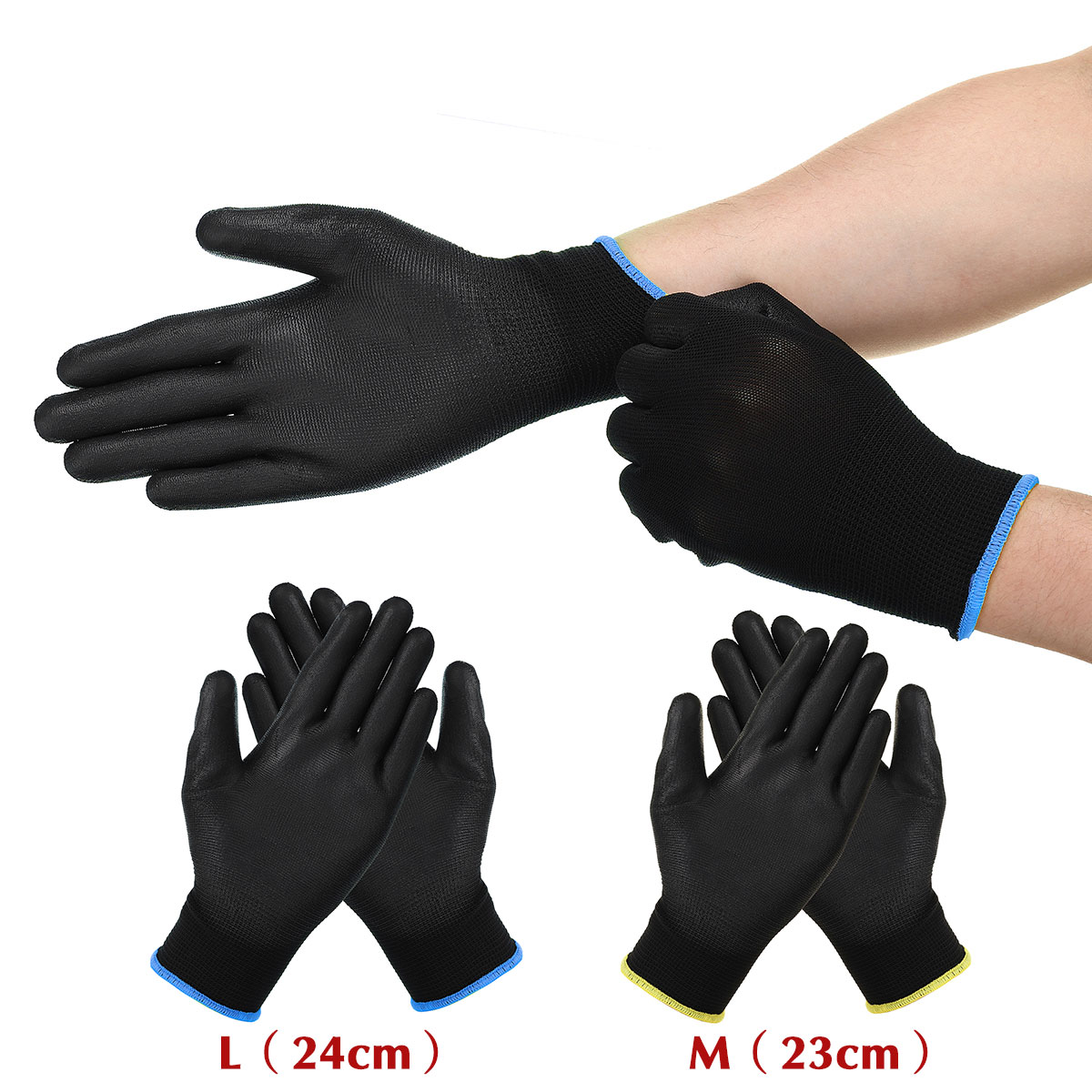 12-Pairs-Nylon-PU-Palm-Coated-Protectors-Works-Gloves-Motorcycle-Anti-Static-Replace-SML-1826293