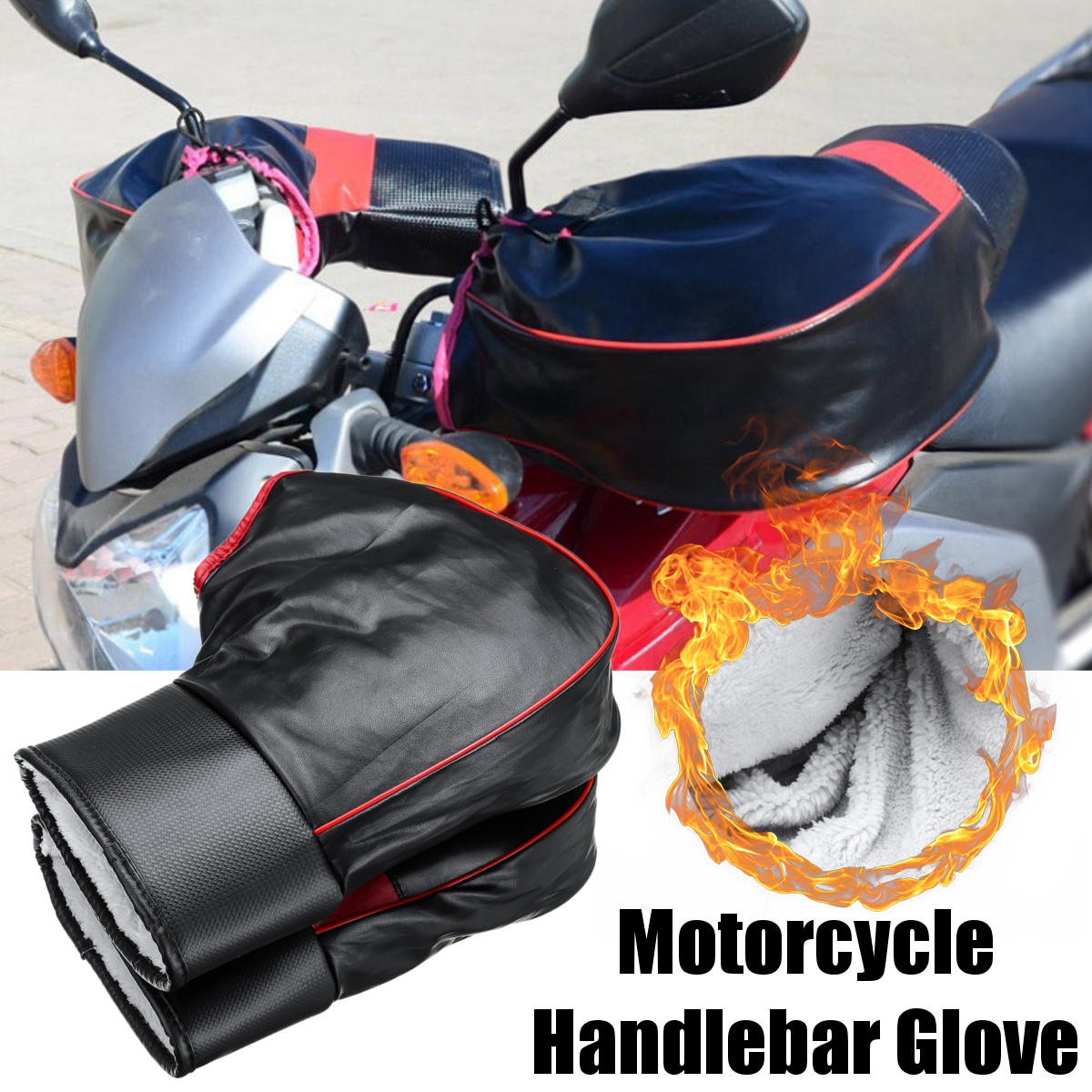 Handlebar-Muffs-Gloves-Waterproof-Winter-Motorcycle-PU-Leather-Thick-Warm-Cover-Black-1606977