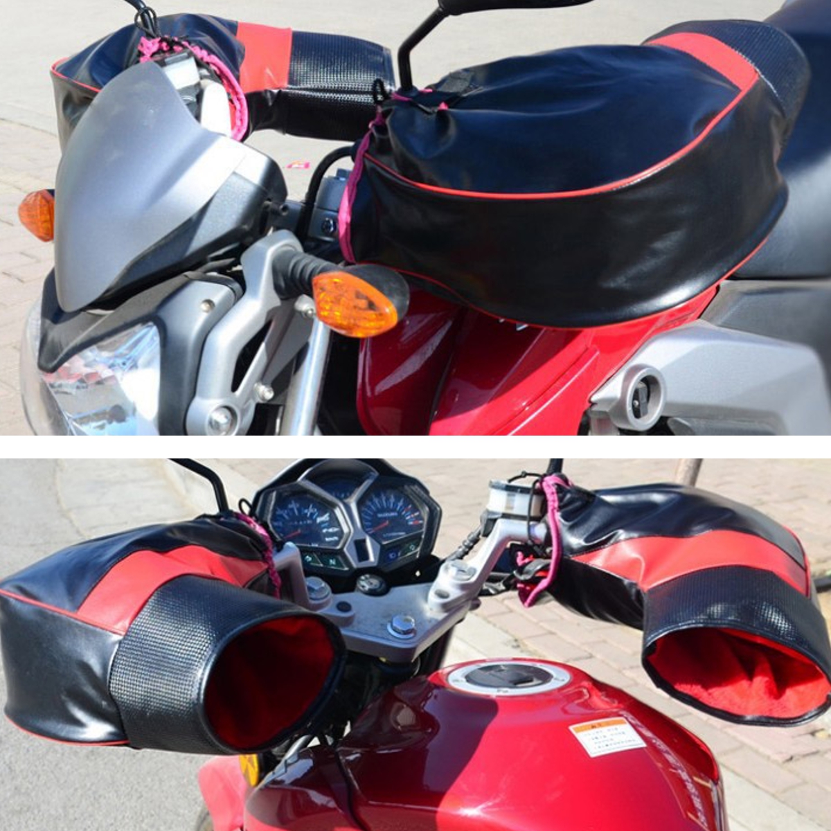 Handlebar-Muffs-Gloves-Waterproof-Winter-Motorcycle-PU-Leather-Thick-Warm-Cover-Black-1606977