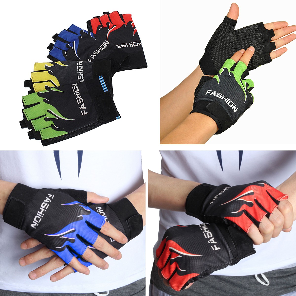 Motorcycle-Cycling-Half-Finger-Gloves-Sport-Mountain-Bike-Antiskid-4-Colors-1057624