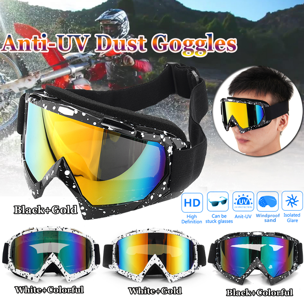 Anti-UV-Dust-Snow-Glasses-Goggles-For-Motorcycle-Motocross-Ski-Racing-Scooter-1349988