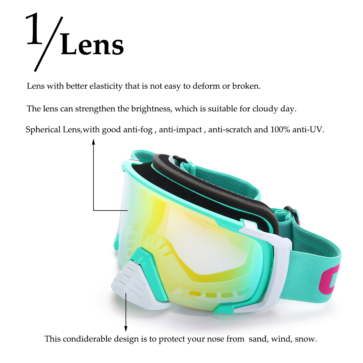 Motorcycle-Anti-Fog-Dumb-Goggles-Snowmobike-SKI-Lens-Spherical-green-Frame-1254107