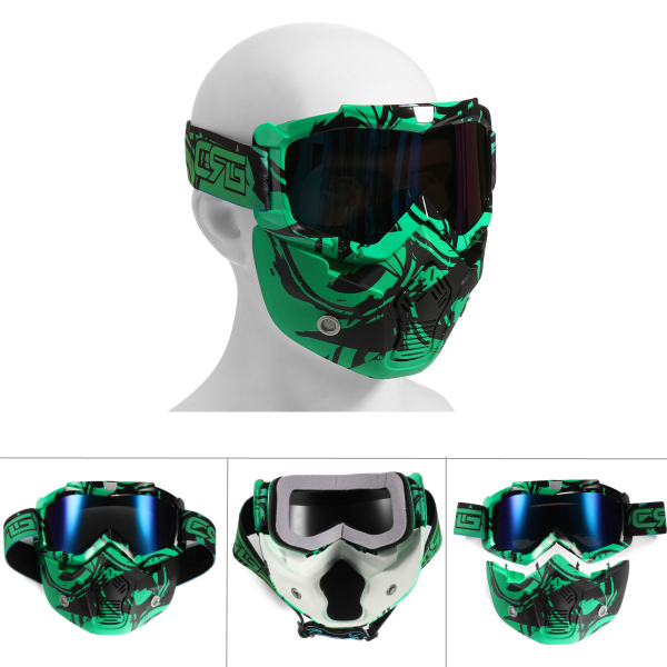 Motorcycle-Helmet-Detachable-Modular-Mask-Shield-Goggles-Full-Face-Protect-ClearLight-Green-Lens-1179789