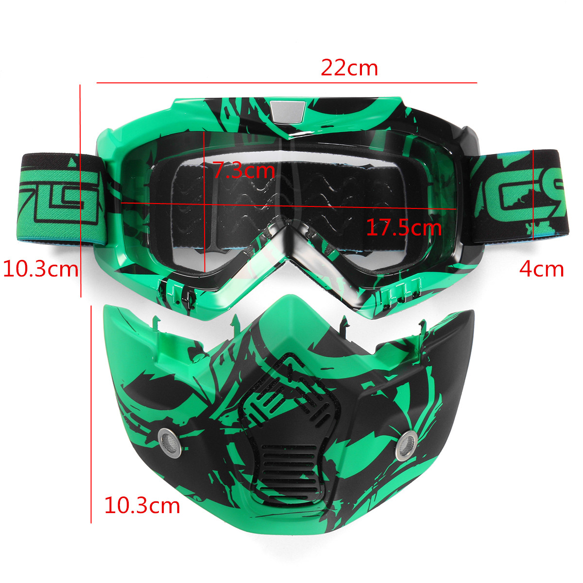 Motorcycle-Helmet-Detachable-Modular-Mask-Shield-Goggles-Full-Face-Protect-ClearLight-Green-Lens-1179789