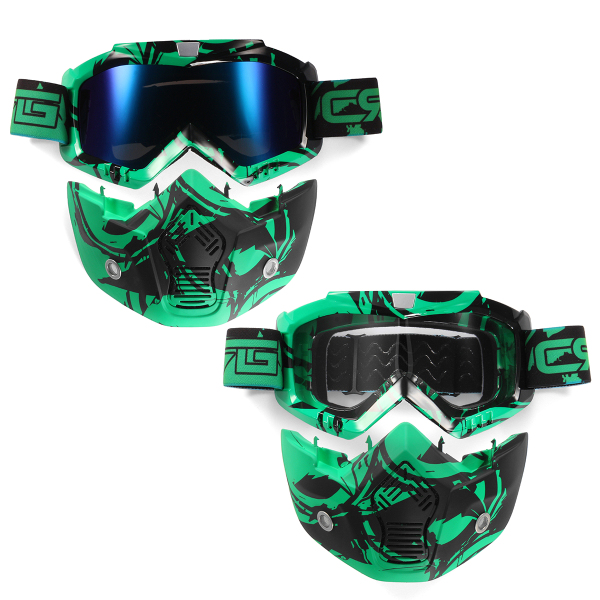 Motorcycle-Helmet-Detachable-Modular-Mask-Shield-Goggles-Full-Face-Protect-ClearLight-Green-Lens-1179789