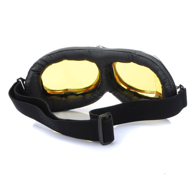 Motorcycle-Scooter-Helmet-Goggles-Silver-Frame-Pilot-Style-30814