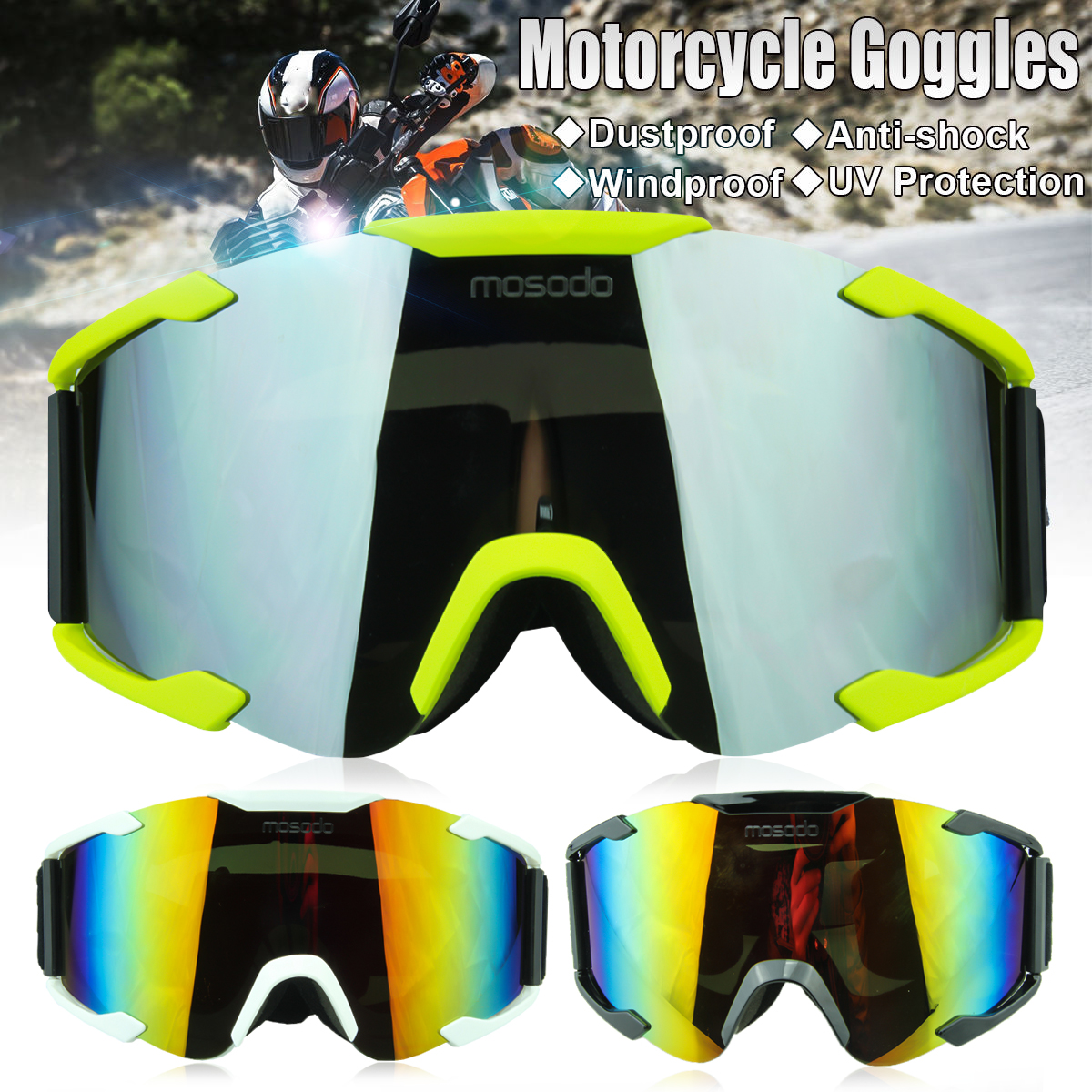 Vintage-UVA-Protective-Goggles-Motorcycle-Motorcross-Off-Road-Racing-Colorful-Lens-1345984