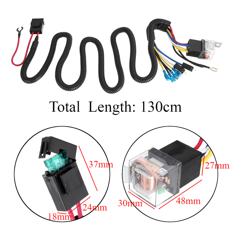 1224V-100CM-Horn-Wiring-Harness-Relay-Kit-Double-Speaker-Harness-For-Car-Truck-1435399