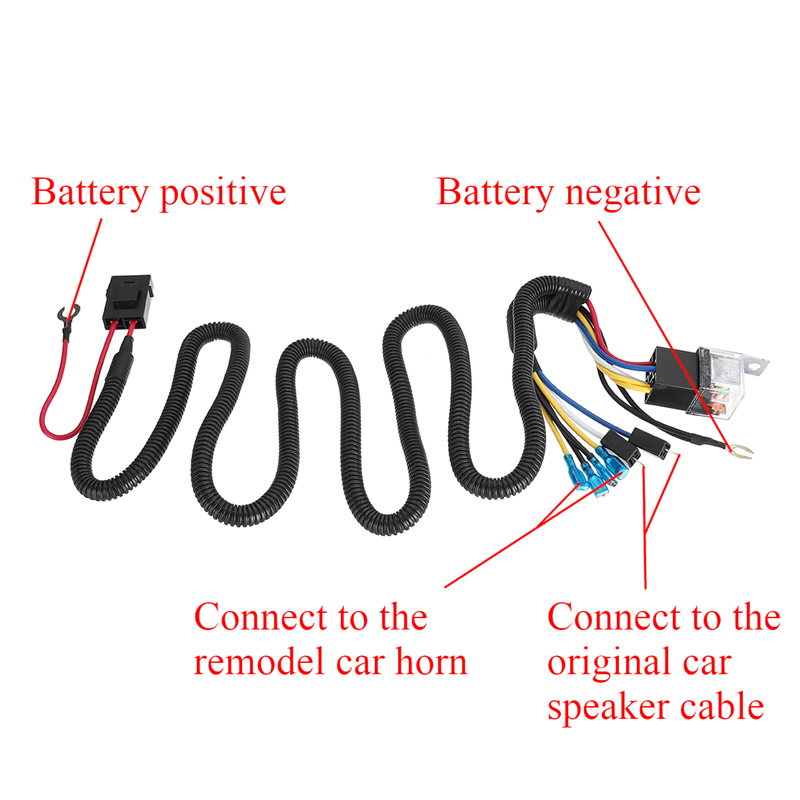 1224V-100CM-Horn-Wiring-Harness-Relay-Kit-Double-Speaker-Harness-For-Car-Truck-1435399