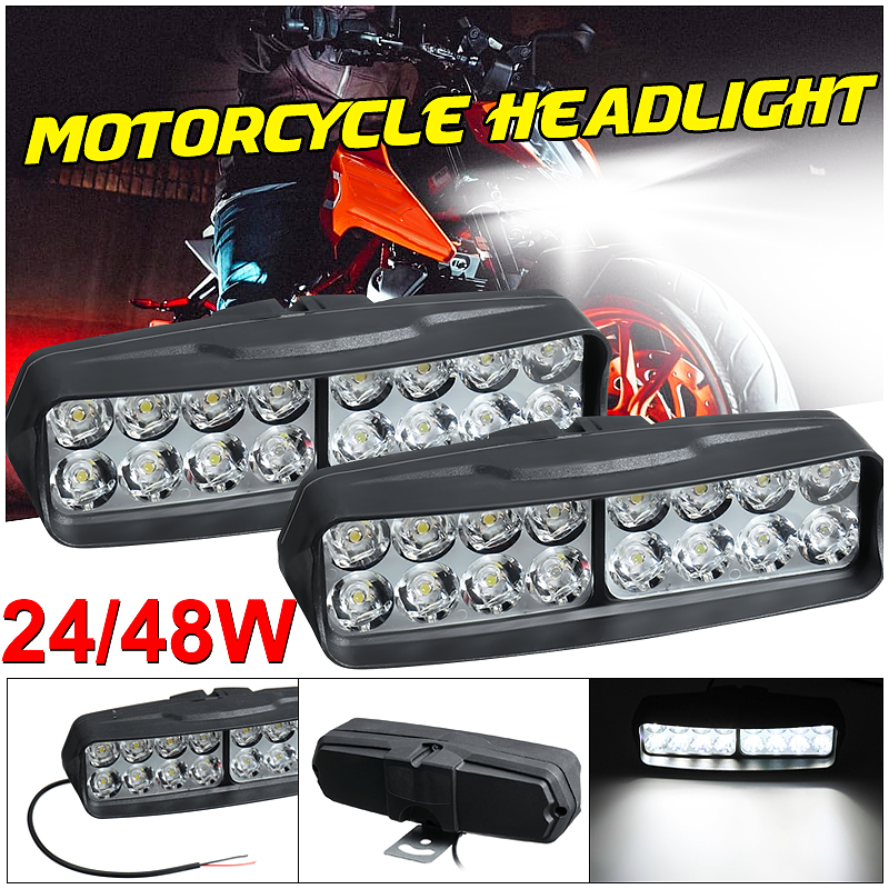 12V-16-LED-Motorcycle-Front-Headlights-Spotlight-Shark-Shape-Driving-Work-Spot-Light-1622799