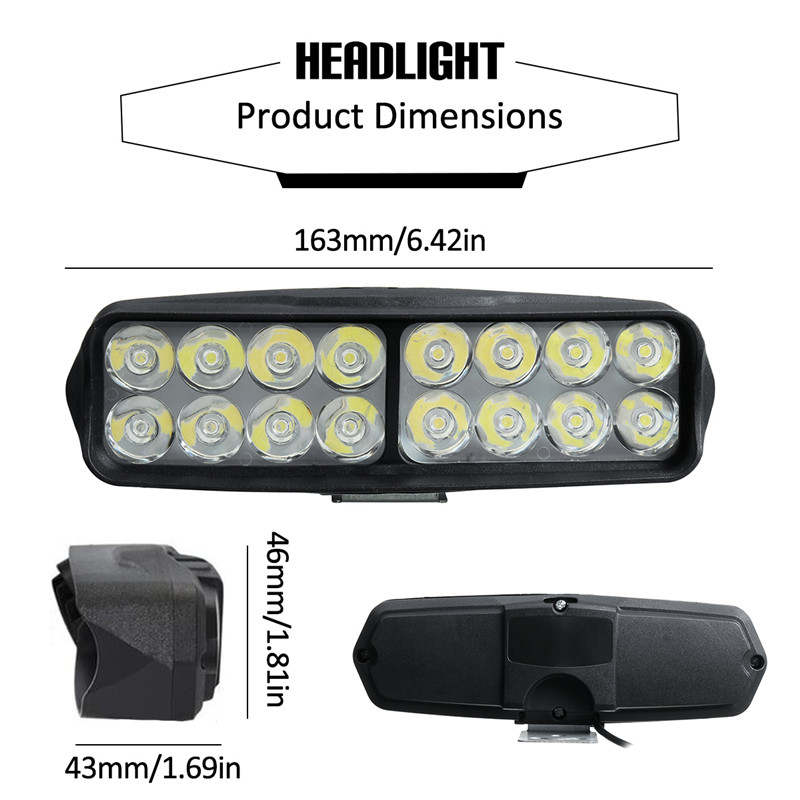 12V-16-LED-Motorcycle-Front-Headlights-Spotlight-Shark-Shape-Driving-Work-Spot-Light-1622799