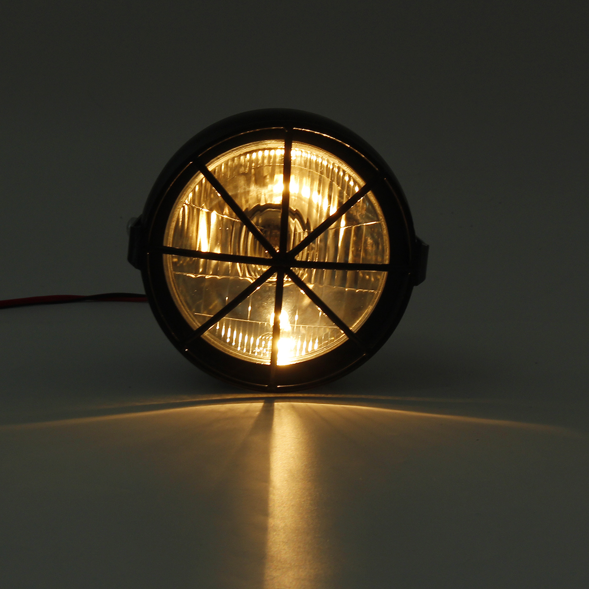 12V-35W-65inch-Retro-Motorcycle-Headlight-With-Grill-YellowWhite-Cover-1543176