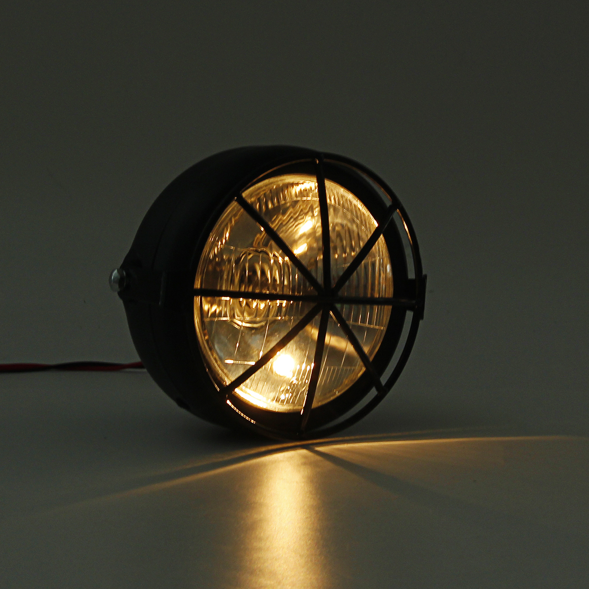 12V-35W-65inch-Retro-Motorcycle-Headlight-With-Grill-YellowWhite-Cover-1543176