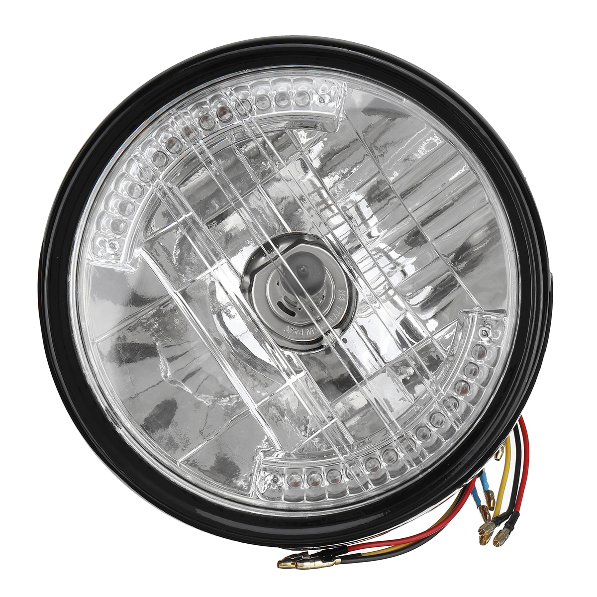 12V-7-Inch-Motorcycle-Headlight-Turn-Signal-Light-Black-Bracket-Mount-Amber-1733659