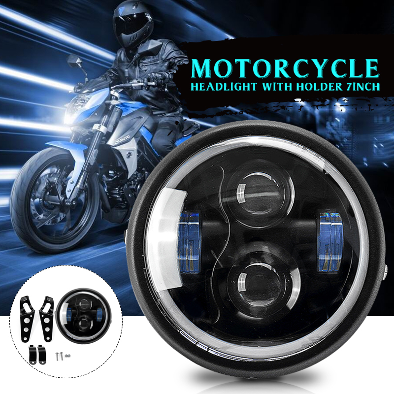 12V-7-inch-LED-Motor-Round-Angel-Eye-Headlights-Sealed-Metal-Lights-White-1568390