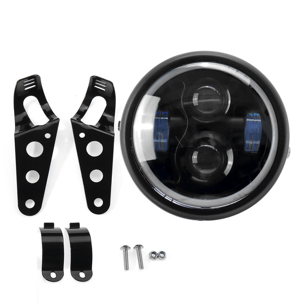 12V-7-inch-LED-Motor-Round-Angel-Eye-Headlights-Sealed-Metal-Lights-White-1568390
