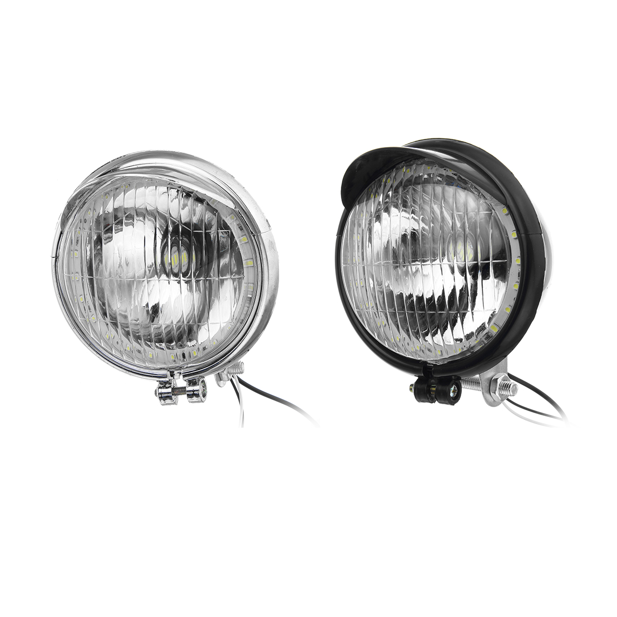12V-Retro-LED-Motorcycle-Bullet-White-Headlights-HiLow-Beam-Super-Bright-Light-1516620