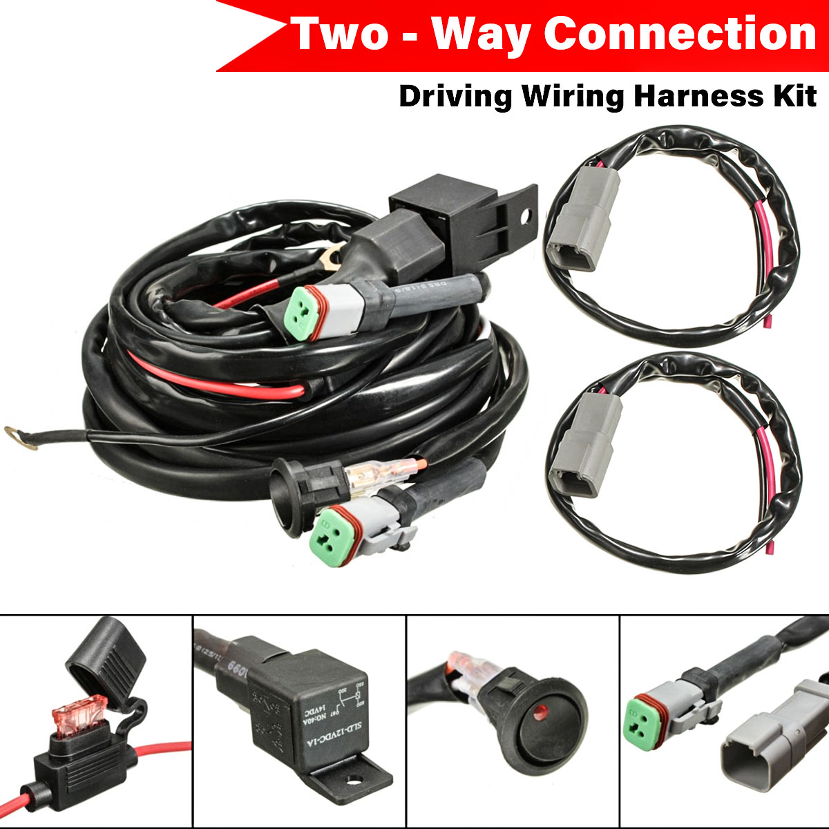 12V-Switch--Relay-Twin-Wiring-Harness-Kit-For-LED-Spot-Lightts-Work-Fog-Light-Bar-1092377