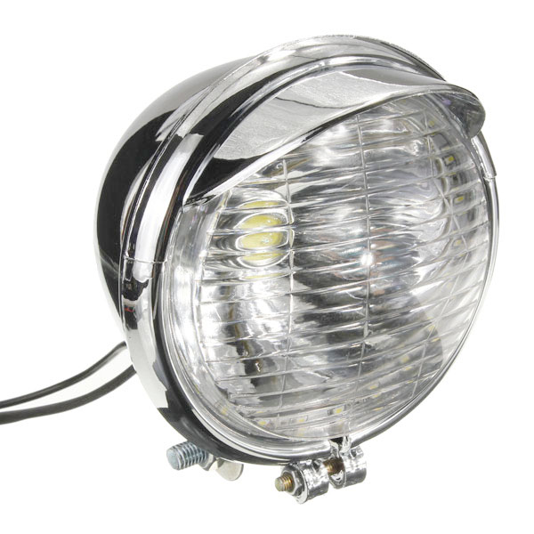 12V-Universal-Motorcycle-25-LEDs-Headlight-Headlamp-Chrome-Case-942792